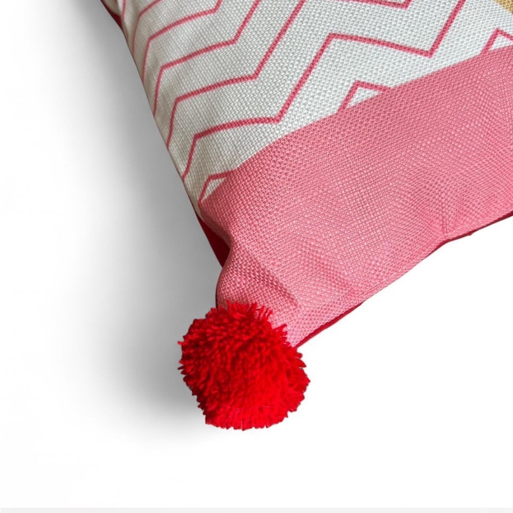 Valentines Dog Decorative Pillow, Red Pink and White, “I Woof You” - Picture 3 of 5